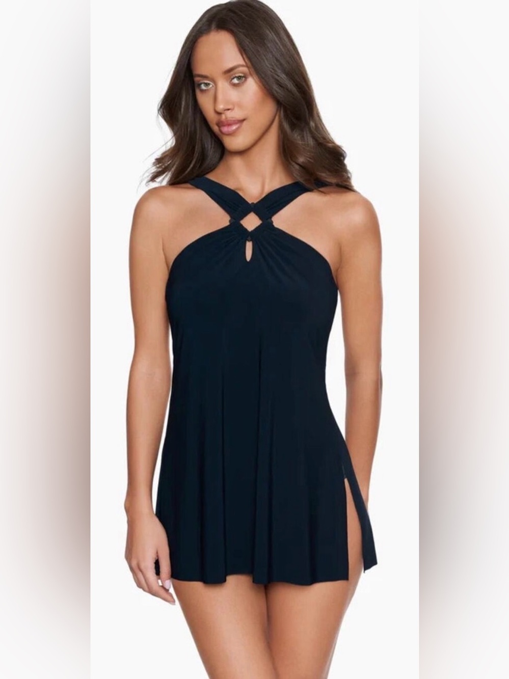 NWT MAGICSUIT Beverly 2-in-1 Convertible Swim Dress Size 14 Black Miraclesuit